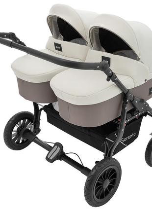 Коляска 2 в 1 для двойни bair sorento duo bs-03 слоновая кость / капучино