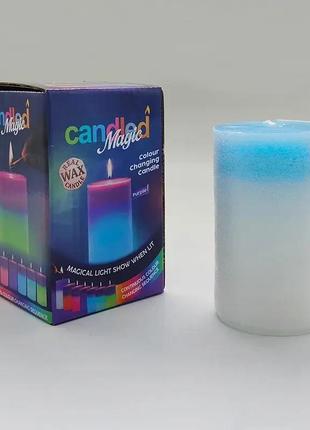 Декоративная восковая свеча с эффектом пламенем и led подсветкой candles magic 7 цветов rgb2 фото