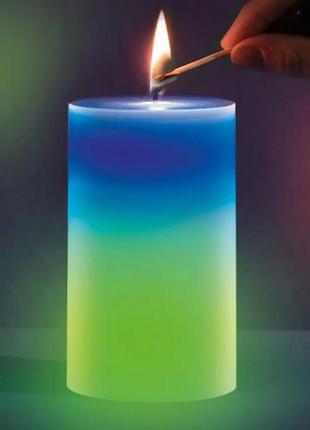 Декоративная восковая свеча с эффектом пламенем и led подсветкой candles magic 7 цветов rgb4 фото