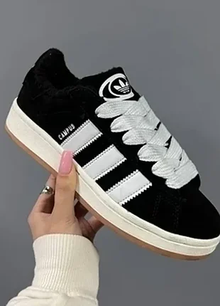 Кросівки зимові ❄️ adidas campus 00s black хутро