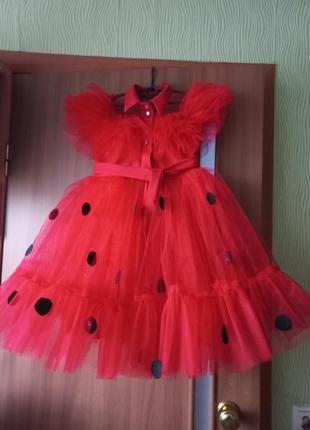 Красное платье детское для девочки в стиле леди баг1 фото