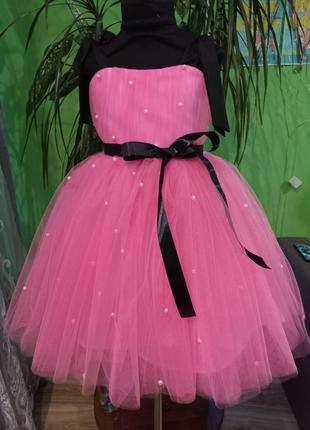 Платье праздничное для девочки на праздники розовая барби бусинка