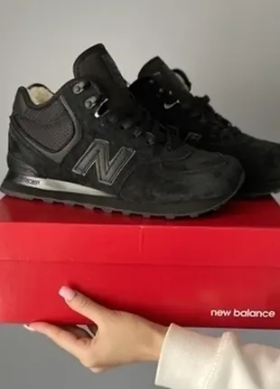 Кроссовки зимние new balance 574 high black (мех)❄️1 фото