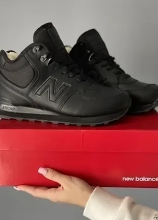 Кросівки зимові ❄️ new balance 574 high black leather (хутро)