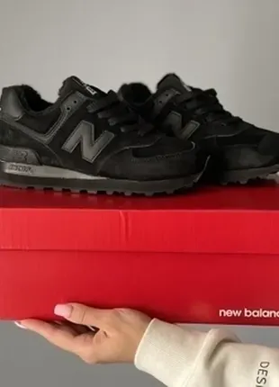 Кроссовки зимние ❄️ new balance 574 low black (хутро)