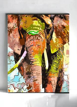 Картина за номерами "art store" слон у фарбах (з лаком) розміром 40х50 см