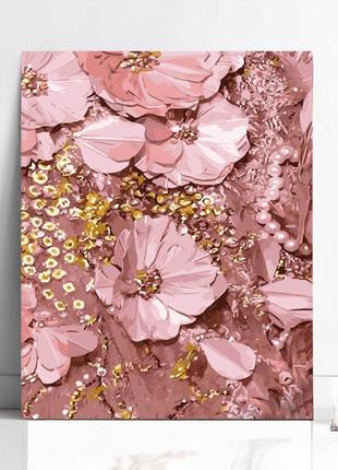 Картина за номерами "art store" рожеві квіти (з лаком) розміром 40х50 см1 фото