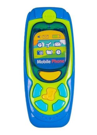 Іграшковий дитячий телефон kaichi звук, світло, мелодії, блакитний 999-72в