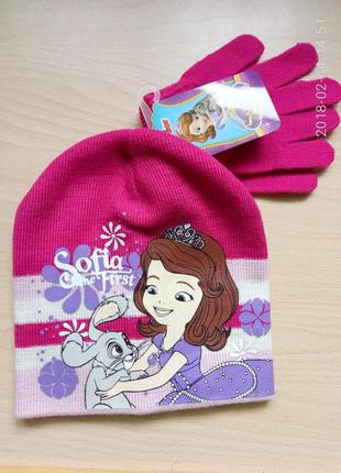 Набір шапка і рукавички софія дісней