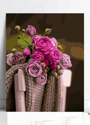 Картина за номерами "art store" троянди на стільці (з лаком) розміром 40х50 см