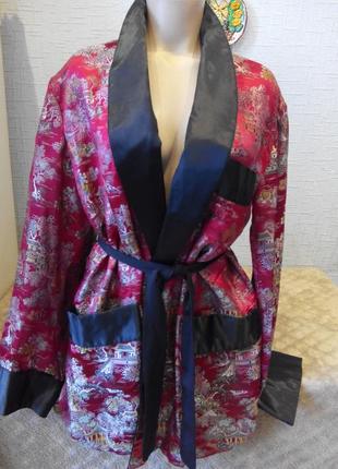Китайское кимоно винтаж 1960-70 ые годы шелк  ткань oriental