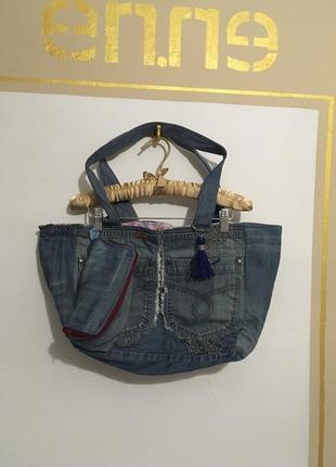 Срочно! переезд! новая большая джинсовая сумка шоппер пляжная с косметичкой4 фото