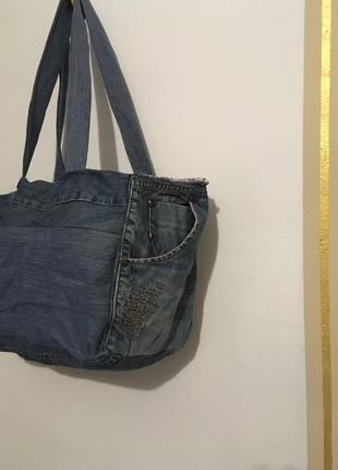 Срочно! переезд! новая большая джинсовая сумка шоппер пляжная с косметичкой3 фото
