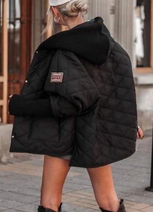 Жіноча куртка пальто  мр 115 з капюшоном демі весна /осінь /зима (46-50 52-56  oversize розмір)