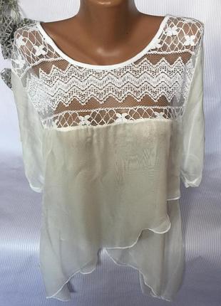 Шикарная , воздушная блуза , шёлк и кружево