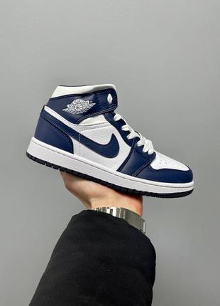 Кросівки nike air jordan 1 retro mid ‘white metallic gold obsidian’ gs