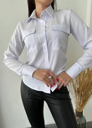 Женская рубашка белого цвета, 3 цвета3 фото