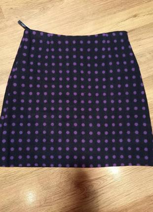 Юбка женская шерсть шерсть шерсть шерсть черная в фиолетовый горох