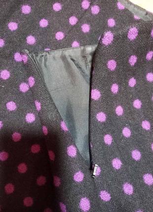 Юбка женская шерсть шерсть шерсть шерсть черная в фиолетовый горох3 фото