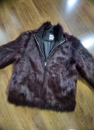 Шуба полушубок куртка женский короткий искусственный мех бордовый l2 фото