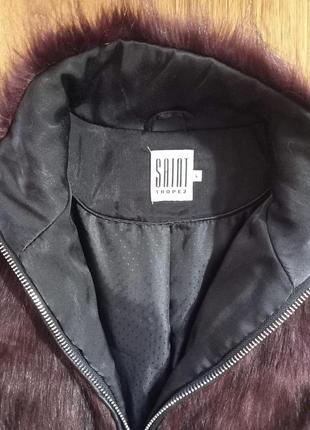 Шуба полушубок куртка женский короткий искусственный мех бордовый l5 фото