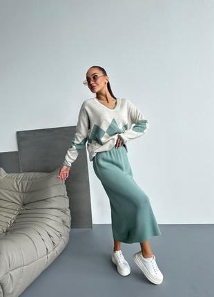 Жіночий теплий костюм двійка кофта і спідниця,женский костюм двойка юбка и кофта,трикотажний костюм,вʼязаний костюм,трикотажный костюм6 фото