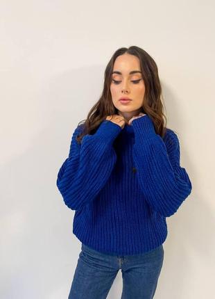 Жіночий светр в'язаний зимовий alas синій кофта жіноча тепла зима повсякденна