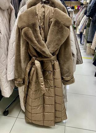Альберто біні пальто зимове з хутром стьобане жіноче пальто довге alberto bini