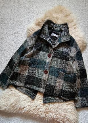 Шерстяной твидовый жакет дизайнерский пиджак куртка рубашка укороченное пальто marie dahlhoff