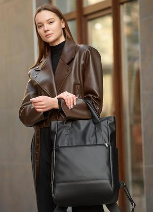 Жіноча сумка-рюкзак sambag shopper чорна4 фото