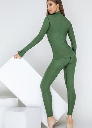 Термокомплект женский зеленый (термокофта и термолосины)2 фото