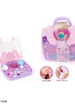 Дитяча косметика тіні для повік помада блиск лак для нігтів аксесуари валіза 22*24*7см
