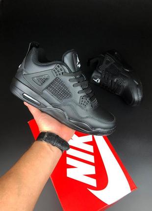 Nike air jordan 1 retro кросівки чоловічі термо шкіряні відмінна якість зимові осінні на флісі ботінки високі теплі сапоги найк джордан чорні