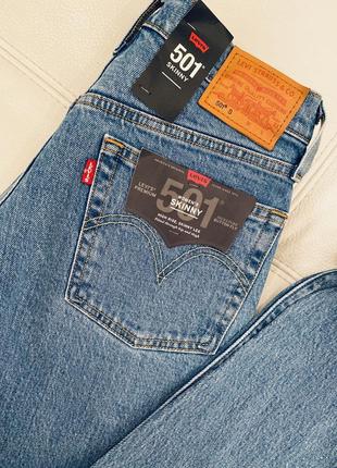 Блакитні трендові круті джинси скінні levis levi's 501 модель вінтажні джинси оригінал1 фото