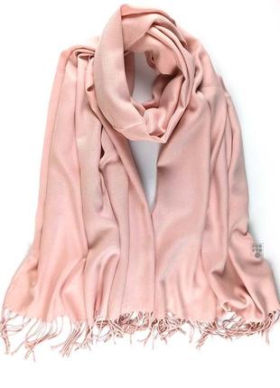 Палантин шарф кашемир шерсть кашемировый pashmina original однотонный пудрово-розовый новый1 фото