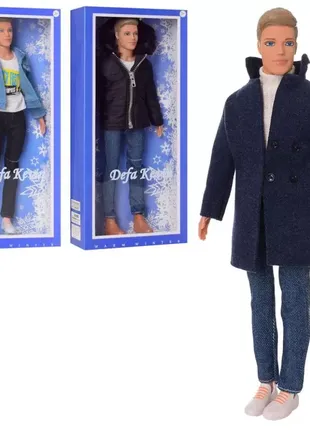 Кукла кен дефа мужчика размер 30 см зима - осень парень в джинсах и в куртке в пальто3 фото