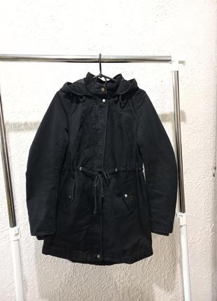 Чорна парка жіноча/довга куртка жіноча/чорний бомбер жіночий/чорна куртка парку чорна