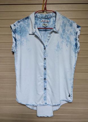 Рубашка блуза под джинс джинсовая khujo ☘️ размер м/42р