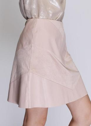 Комбинированная юбка zara пудрового цвета1 фото