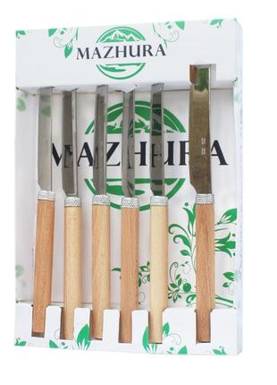 Набір ножів 6 приборів beech wood mz505669 mazhura "gr"