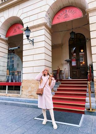 Эко шуба бежевая из меха кролика зимняя s m l искусственная шубка плюшевое пальто роскошная хаки белая xl8 фото