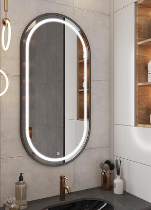 Овальное зеркало с подсветкой в ванную, спальню, прихожую "modena" zsl-055 (600*1000)1 фото