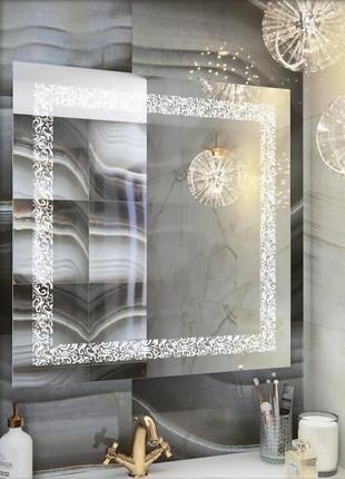 Led дзеркало з підсвіткою у ванну, спальню, передпокій "damas" zsl-006 (800*800)1 фото