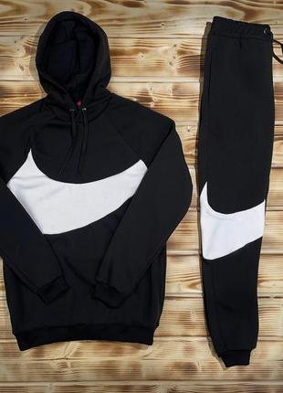 Худі + штани ❄️ зимовий спортивний костюм на флісі nike big swoosh3 фото