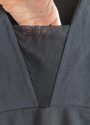 Черный трикотажный боди с вставкой из сетки без рукавов, р. 123 фото