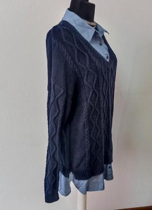 Стильный свитер / обманка с рубашкой, грувой вязки2 фото