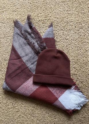 Комплект  теплый длинный шарф и шапка