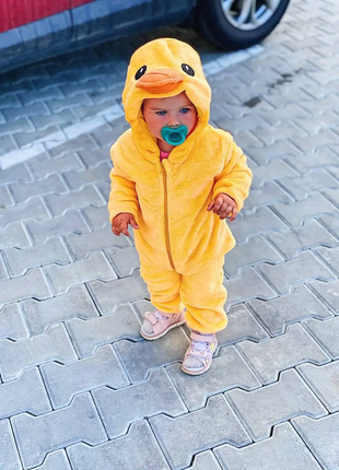 Теплая пижама комбинезон костюм человечек кигуруми для малышей утенка - кигуруми кенгуру3 фото