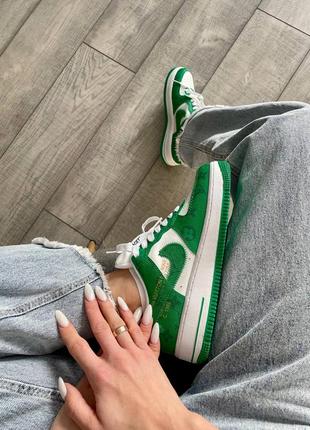 Женские кроссовки nike air force 1 low by virgil abloh white green6 фото