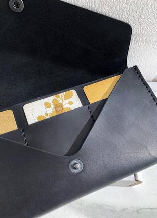 Великий шкіряний гаманець-клатч "comfort" чорний